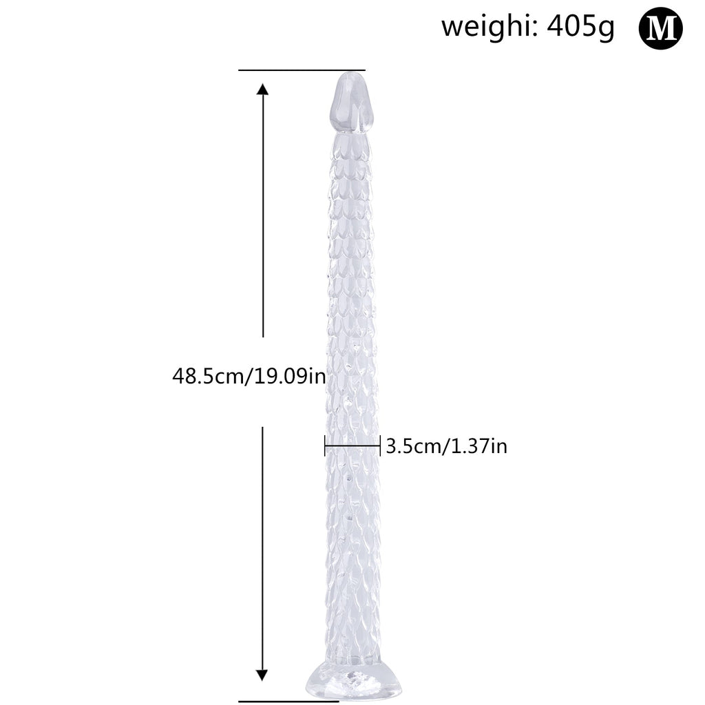 Extra-Long Crystal Dragon Tail Anal Probe - Textured Scale Series