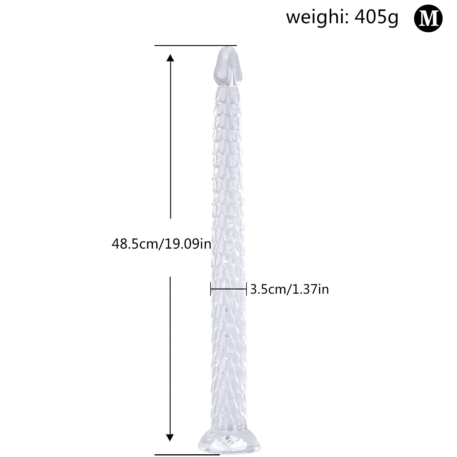 Extra-Long Crystal Dragon Tail Anal Probe - Textured Scale Series