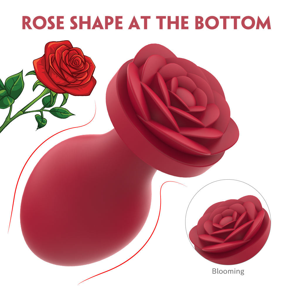 Rose Butt Plug Set – Premium Liquid Silicone Vibrating Anal Plug (3 Sizes)