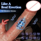 Realistic Dilido Thrusting G Spot Anal Vibrator Tongue Clit Licking Stimulator Female Sex Toy