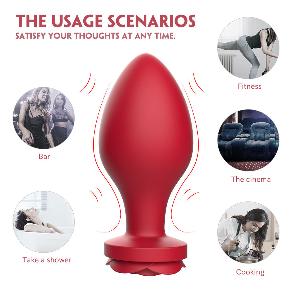 Rose Butt Plug Set – Premium Liquid Silicone Vibrating Anal Plug (3 Sizes)