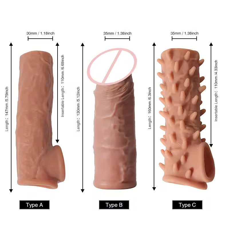 Monster Knotted Cock Sleeve Set - 3-in-1 Strap On Open-End Penis Sheath Male Sex Toy Kit