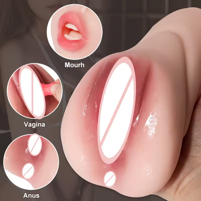 Realistic Oral Sex Pocket Pussy Male Masturbator - Lifelike Vagina Penis Masturbation Cup