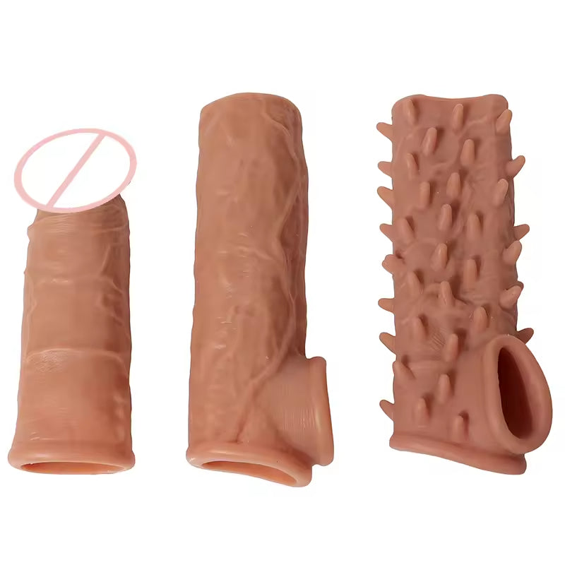 Monster Knotted Cock Sleeve Set - 3-in-1 Strap On Open-End Penis Sheath Male Sex Toy Kit