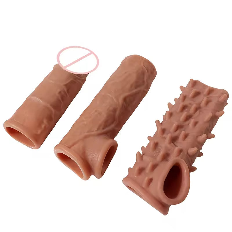 Monster Knotted Cock Sleeve Set - 3-in-1 Strap On Open-End Penis Sheath Male Sex Toy Kit