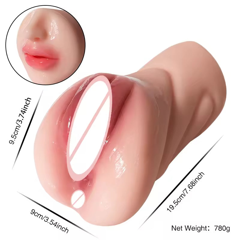 Realistic Oral Sex Pocket Pussy Male Masturbator - Lifelike Vagina Penis Masturbation Cup