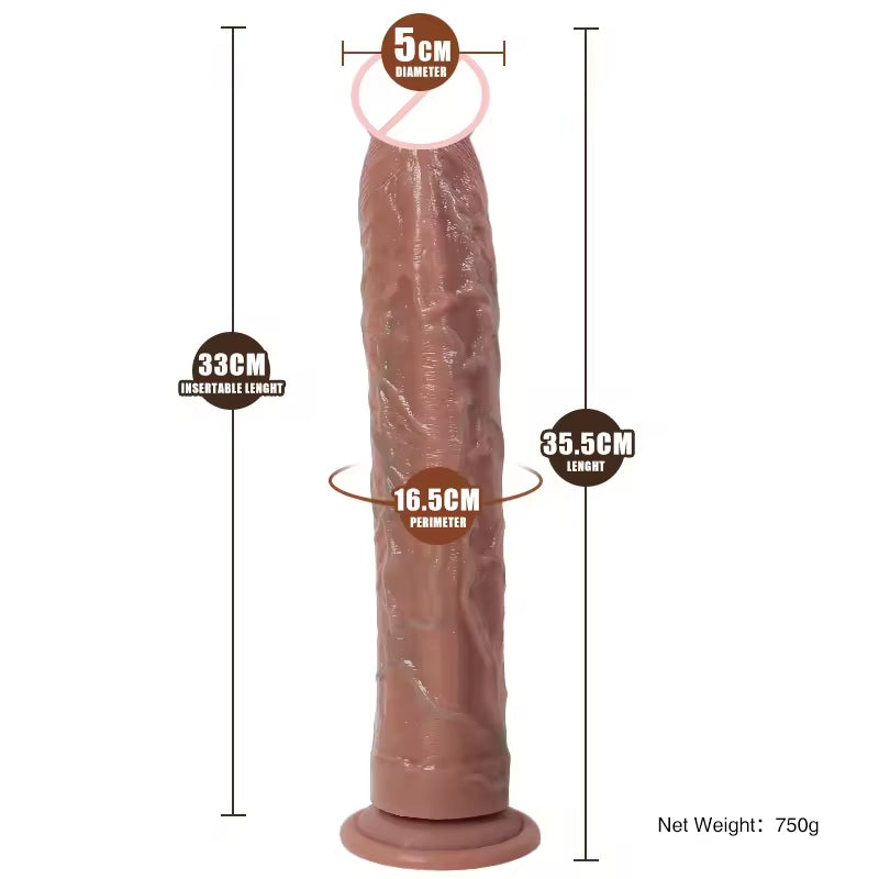 Large Realistic Dildo Butt Plug - 14 inch Super Long Dildos Vagina Anal Stimulator