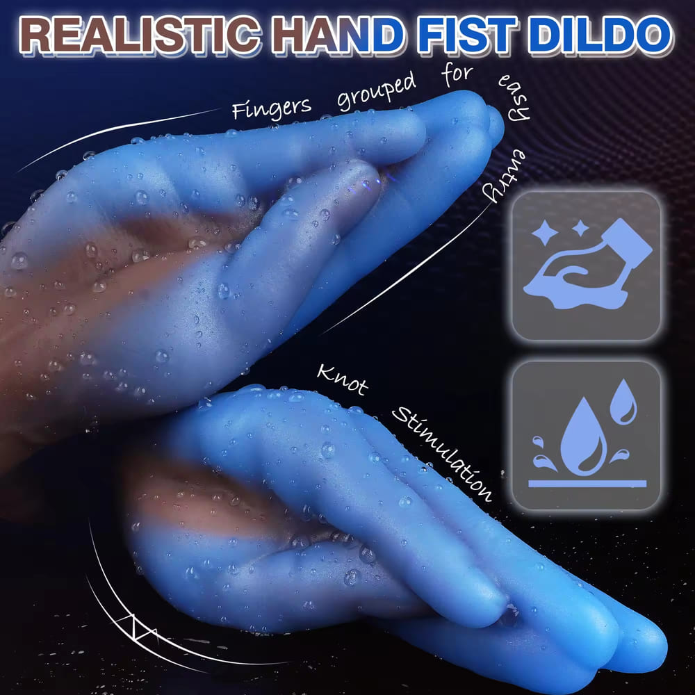 Mystique-8-2-Inch-Blue-Fist-Dildo-Silicone-Anal-Toy