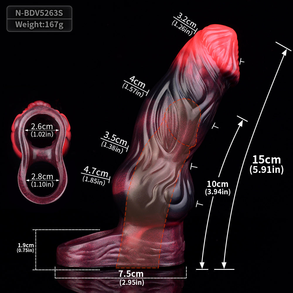 Vibrating Cock Sleeve Dragondildo Penis Sheath - Men Masturbating Extender Sex Toys