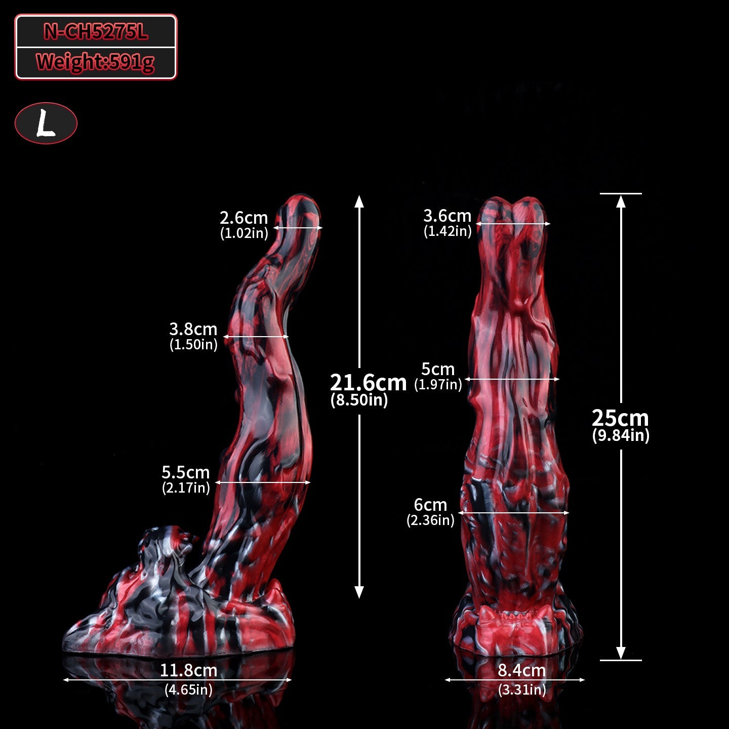 Domlust Black Tiger Monster Dildo | Obsidian Bloodswirl Platinum Silicone Fantasy Toy S–XXL