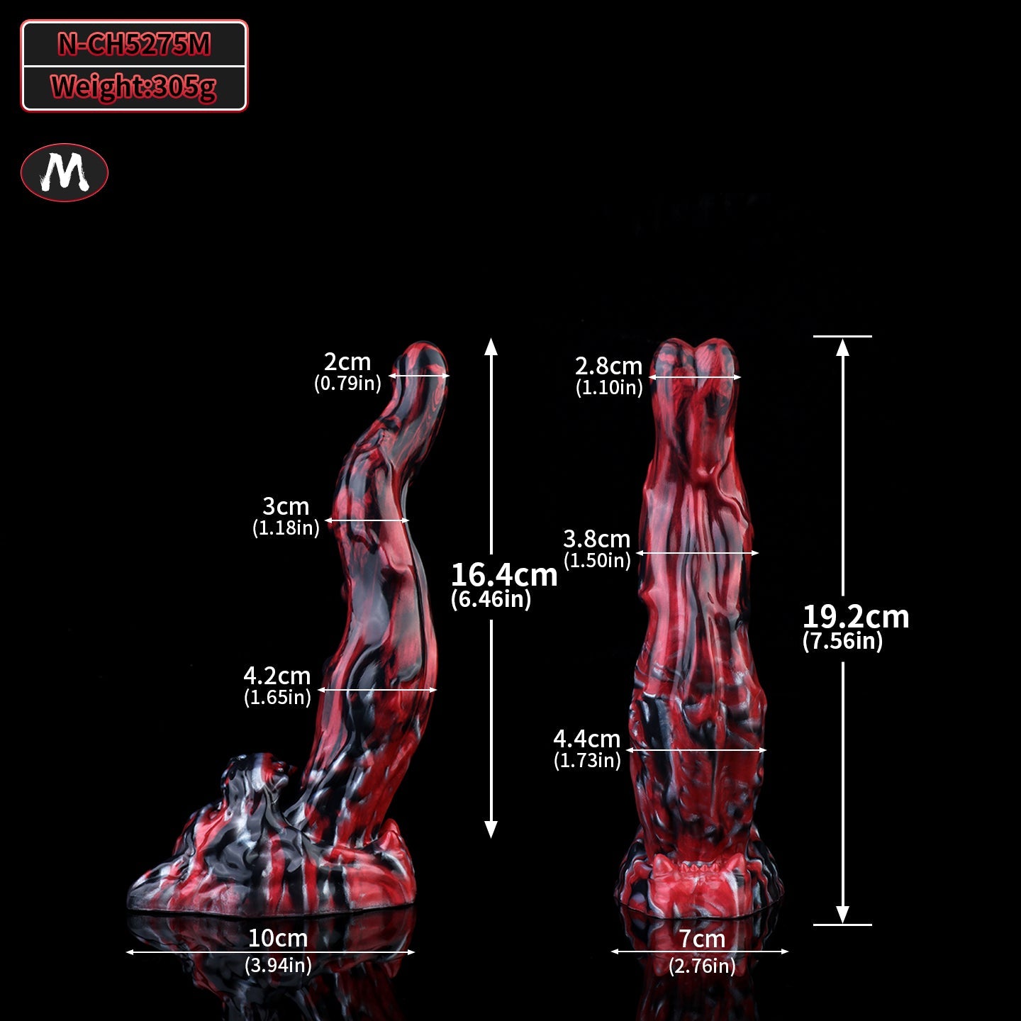 Domlust Black Tiger Monster Dildo | Obsidian Bloodswirl Platinum Silicone Fantasy Toy S–XXL