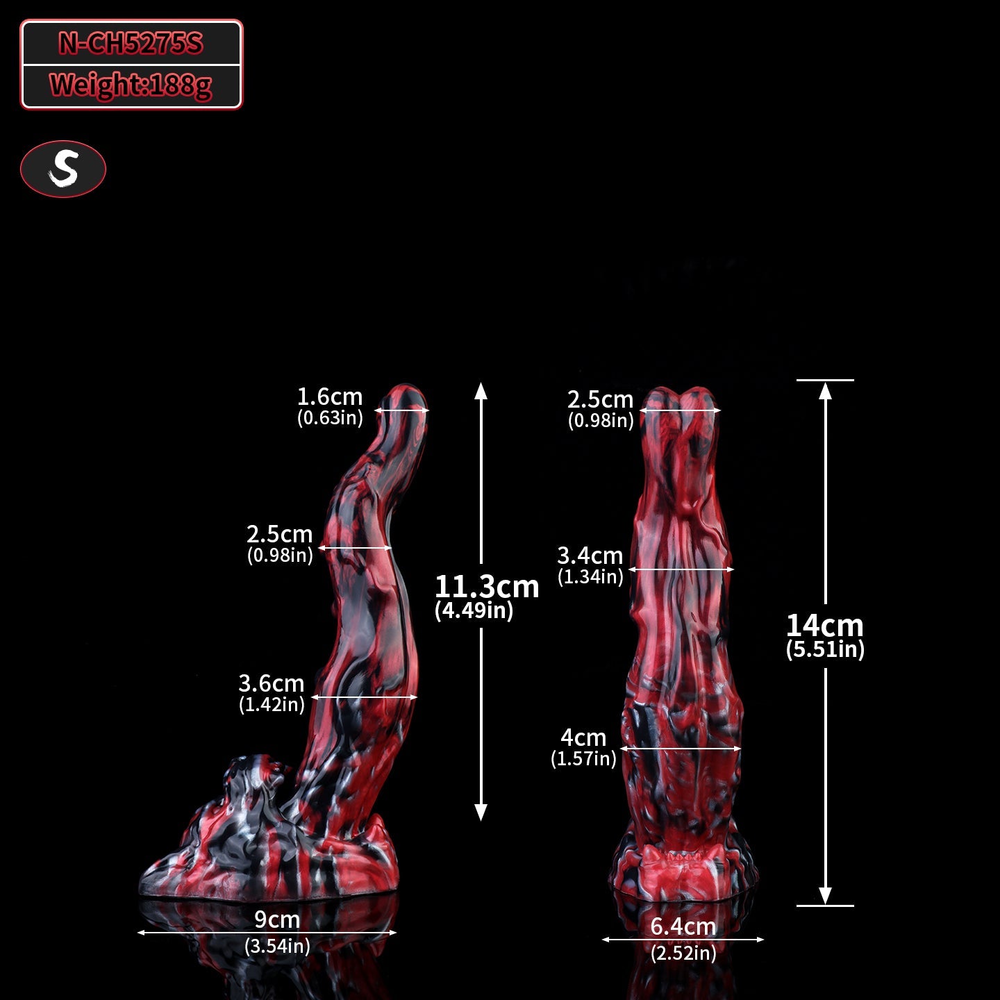 Domlust Black Tiger Monster Dildo | Obsidian Bloodswirl Platinum Silicone Fantasy Toy S–XXL