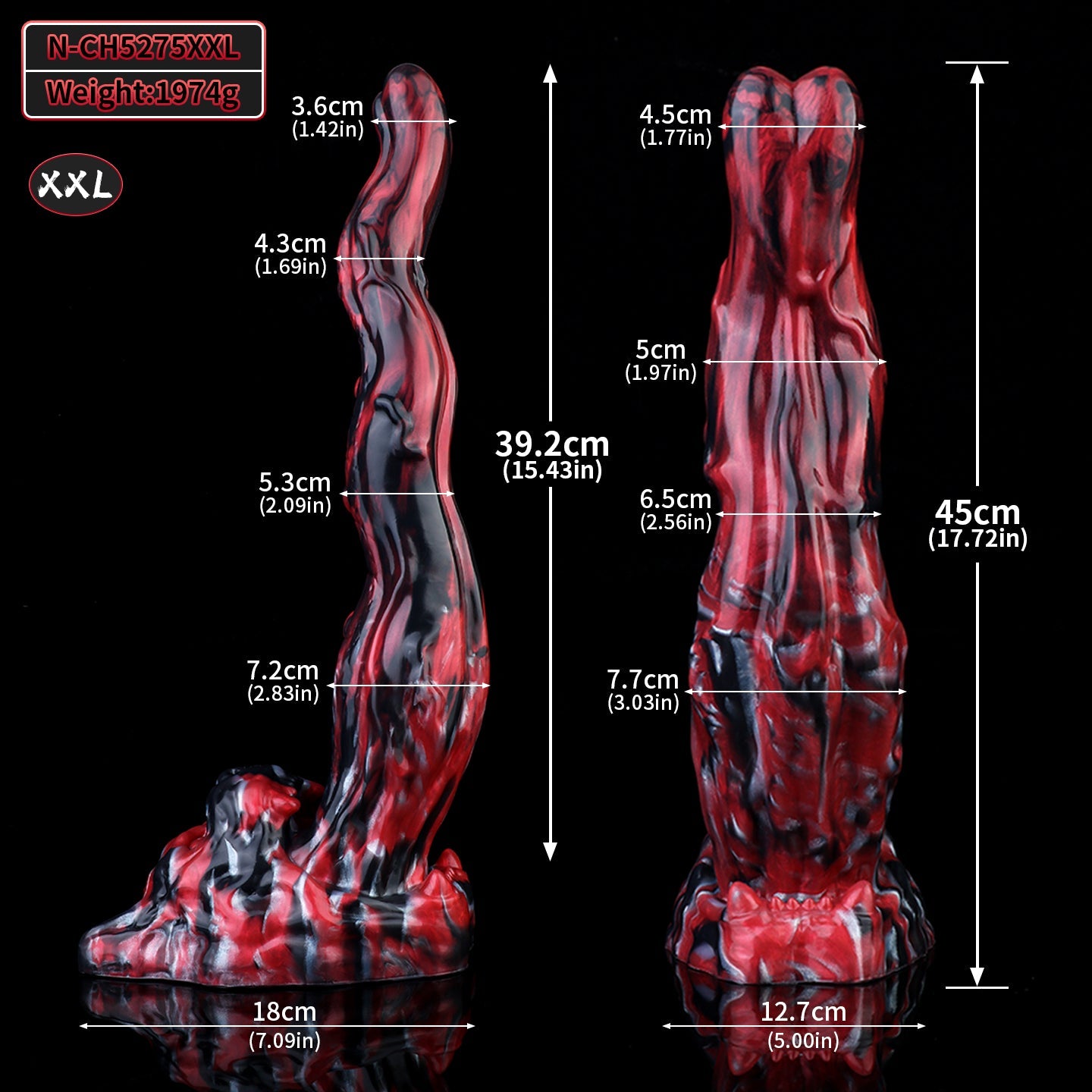 Domlust Black Tiger Monster Dildo | Obsidian Bloodswirl Platinum Silicone Fantasy Toy S–XXL