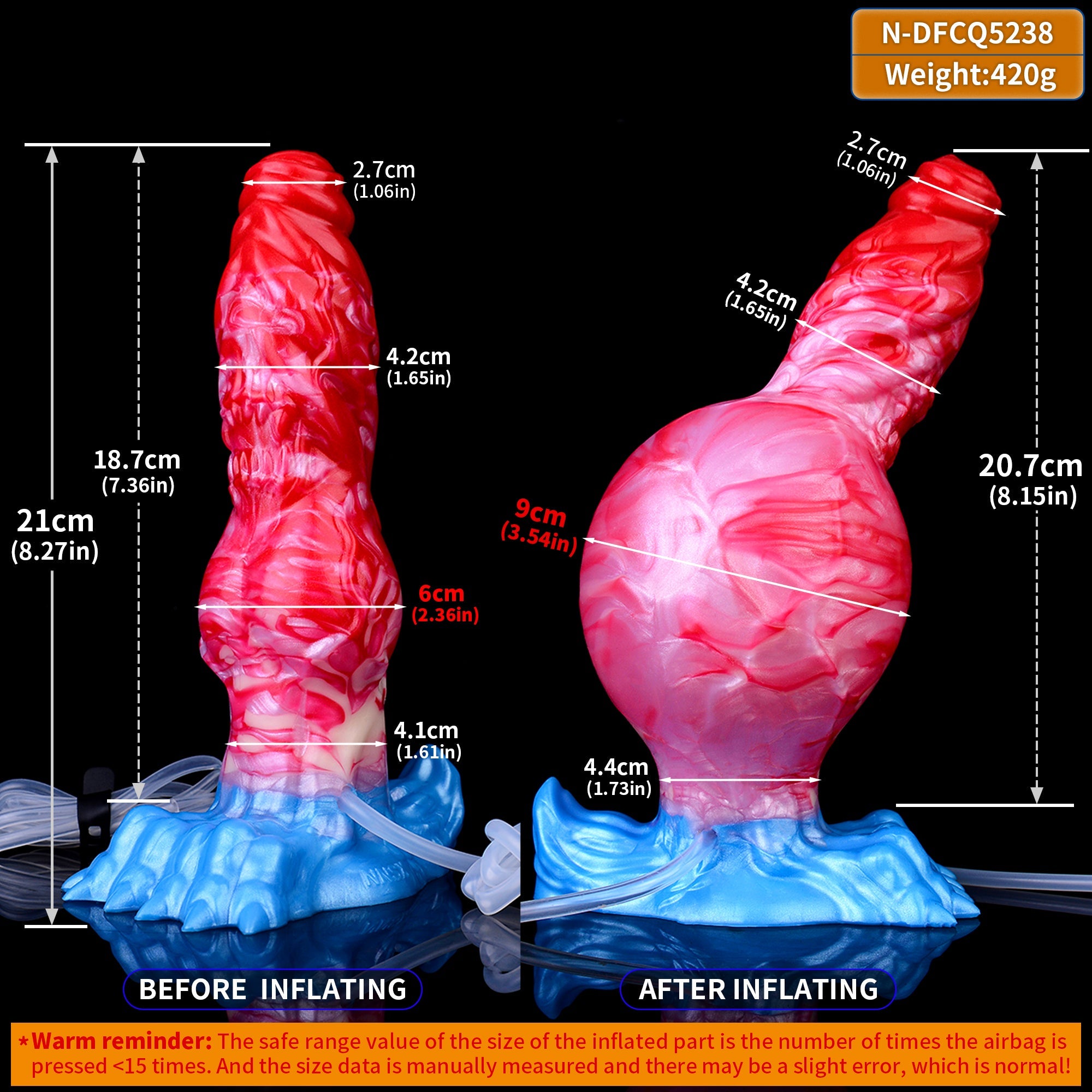 Squirting Inflatable Monster Dildo - Big Knotted Anal Prostate Milking Sex Toys for Women