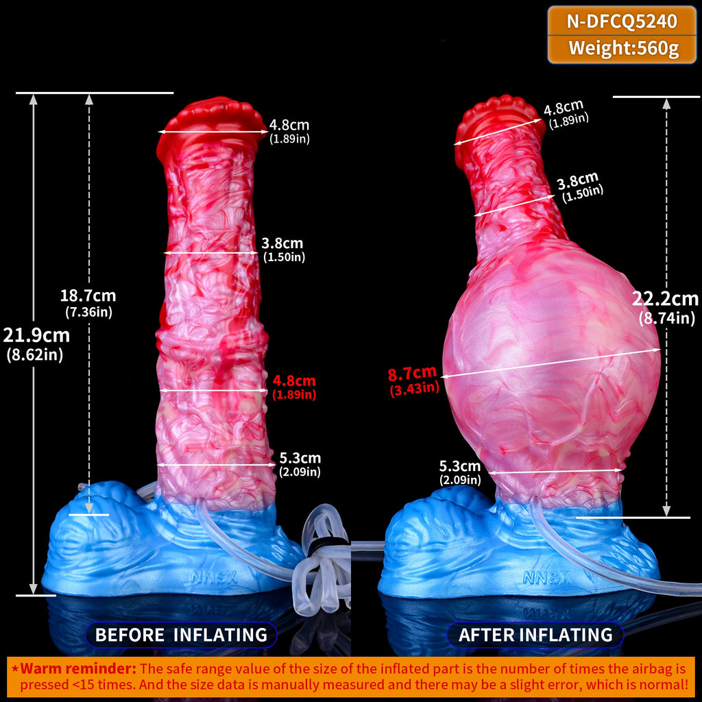 Inflatable Monsterdildo Ejaculating Dildo Butt Plug - Sillicone Horse Dick Vaginal Masturbator
