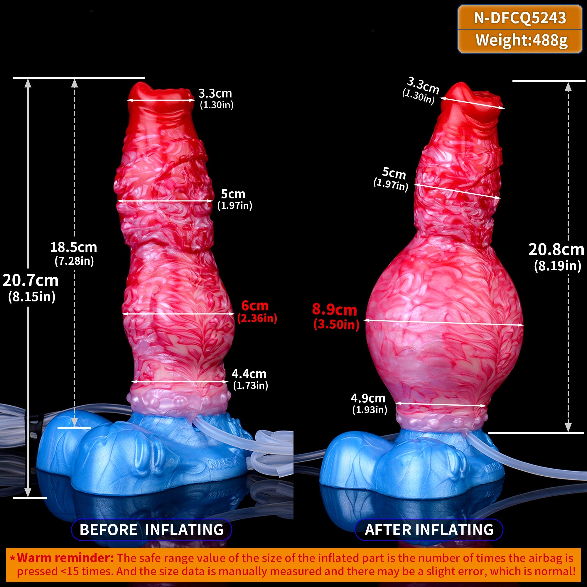 Inflatable Monster Dildo Butt Plug - Realistic Squirting Penis Milking Anal Sex Toys for Women Men