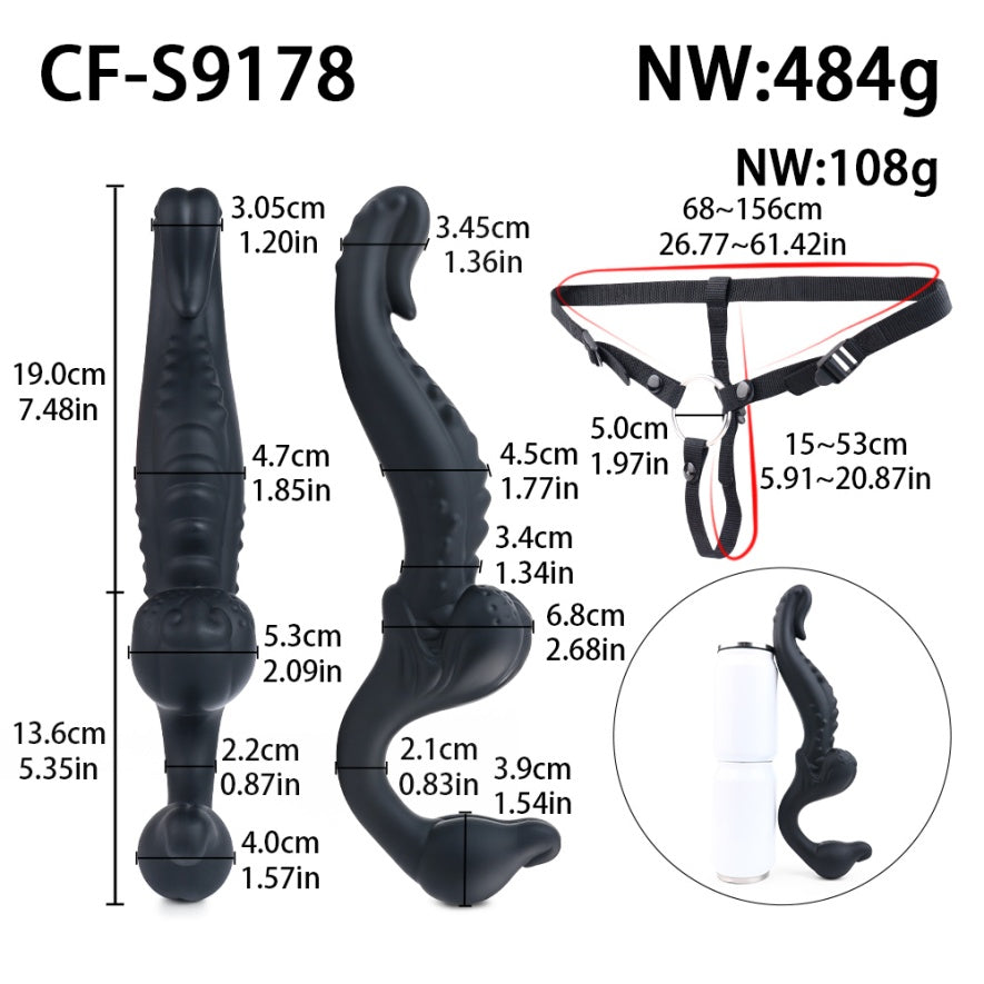 Double-Ended Monster Dildo Vibrator – Strap-On G-Spot Toy for Lesbian & Couples Play