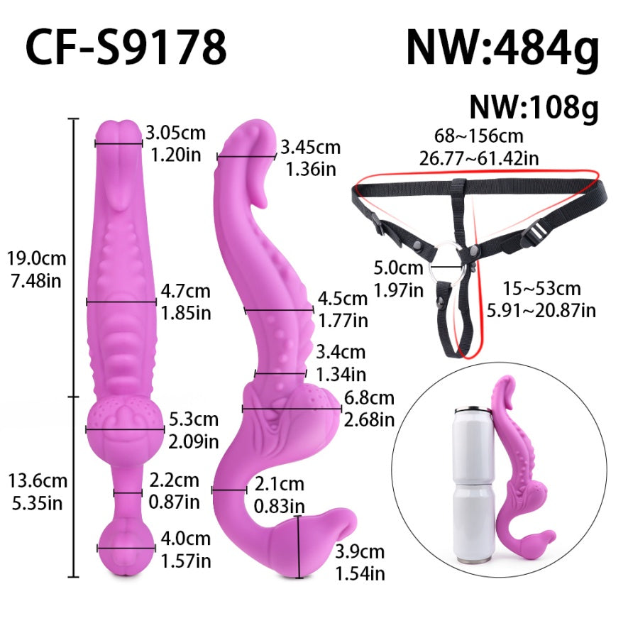 Double-Ended Monster Dildo Vibrator – Strap-On G-Spot Toy for Lesbian & Couples Play