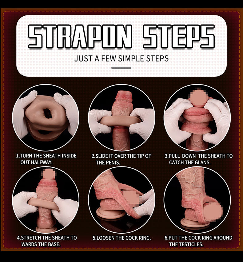 Realistic Penis Sleeve Extender - Bare Skin Condoms Open-end Cocksleeve Sheath