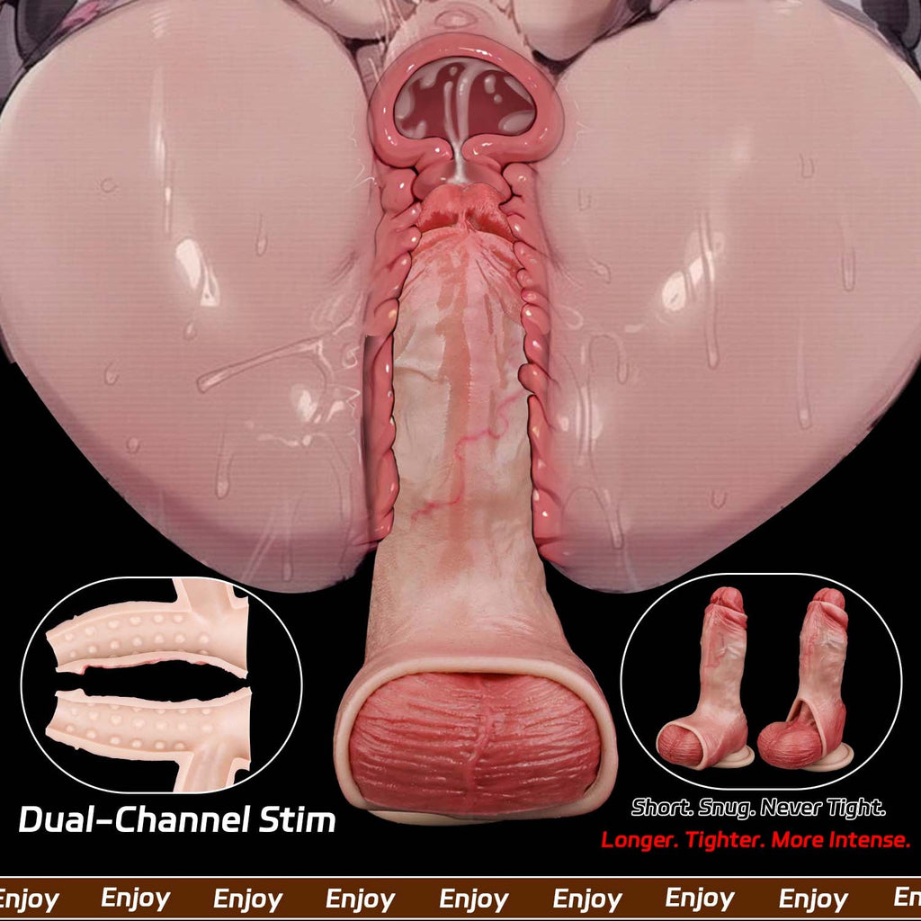 Muscle-Flex Dual-Channel Realistic Cock Sleeve — Platinum Silicone Penis Extender for Longer, Thicker Performance
