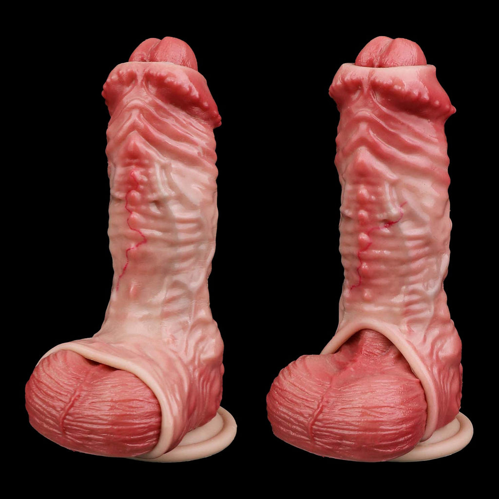 Realistic Muscle-Flex Cock Extender Sleeve — Platinum Silicone Penis Extender for Bigger, Longer Performance
