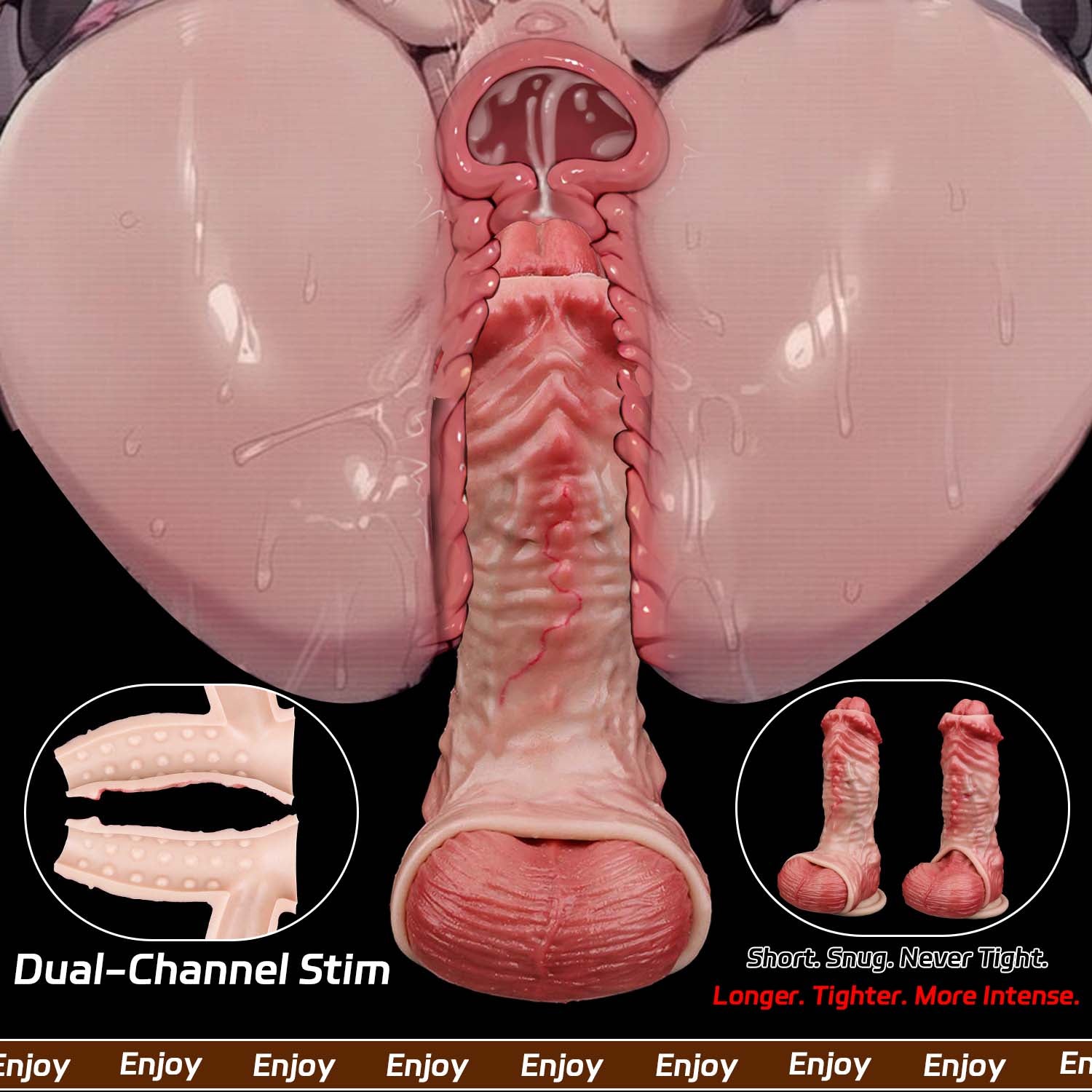 Realistic Muscle-Flex Cock Extender Sleeve — Platinum Silicone Penis Extender for Bigger, Longer Performance