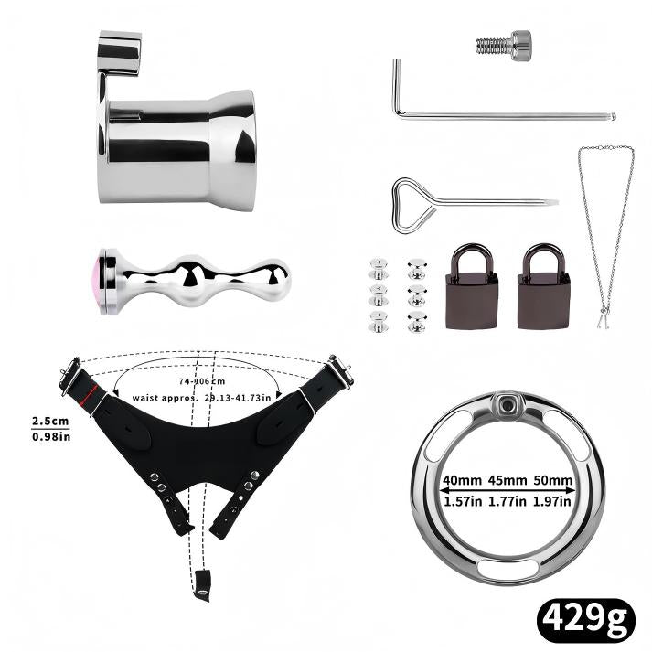 Metal Inverted Chastity Cage – Heavy Duty Stainless Steel Male Chastity Device, Secure Fit, Discreet Wear, Support Belt Compatible