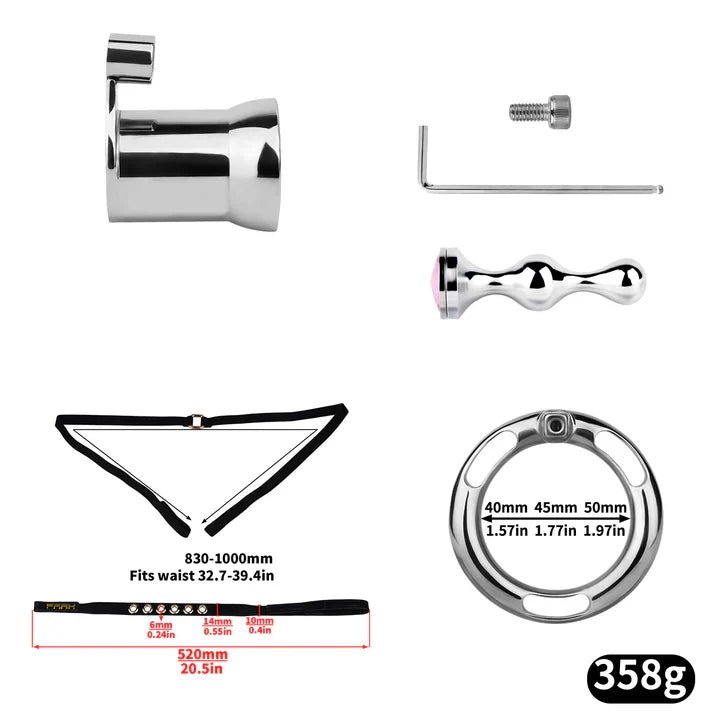 Metal Inverted Chastity Cage – Heavy Duty Stainless Steel Male Chastity Device, Secure Fit, Discreet Wear, Support Belt Compatible