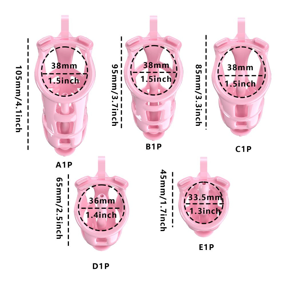 3D Printed Male Chastity Cage with Lock & 5 Rings – Resin Virginity Device with Strap for Men