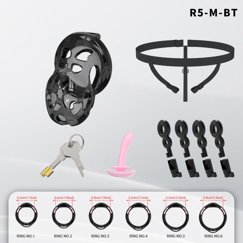 Heart-Shaped Hollow Silicone Chastity Cage | Male S/M 6 Rings, Key Lock (R5)