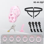 Heart-Shaped Hollow Silicone Chastity Cage | Male S/M 6 Rings, Key Lock (R5)