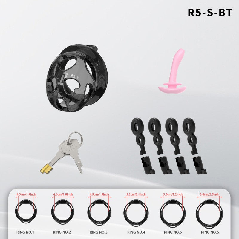 Heart-Shaped Hollow Silicone Chastity Cage | Male S/M 6 Rings, Key Lock (R5)