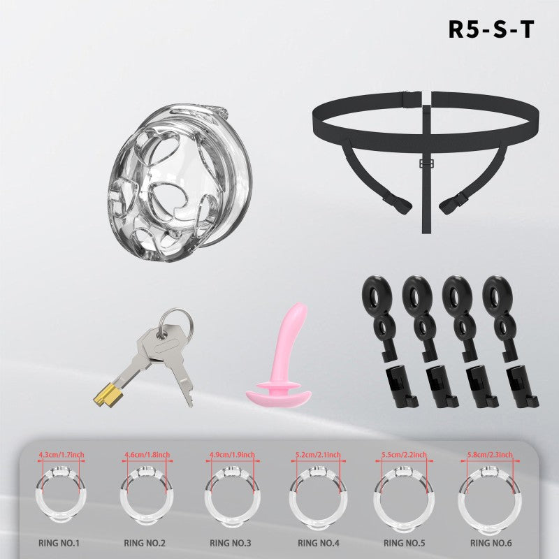 Heart-Shaped Hollow Silicone Chastity Cage | Male S/M 6 Rings, Key Lock (R5)