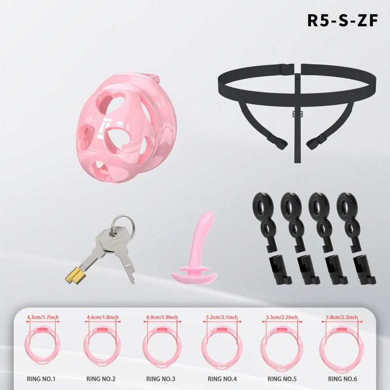 Heart-Shaped Hollow Silicone Chastity Cage | Male S/M 6 Rings, Key Lock (R5)