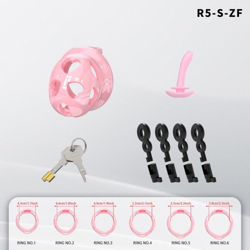 Heart-Shaped Hollow Silicone Chastity Cage | Male S/M 6 Rings, Key Lock (R5)