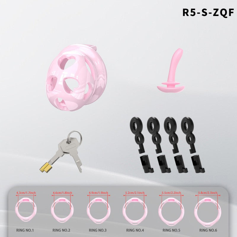 Heart-Shaped Hollow Silicone Chastity Cage | Male S/M 6 Rings, Key Lock (R5)