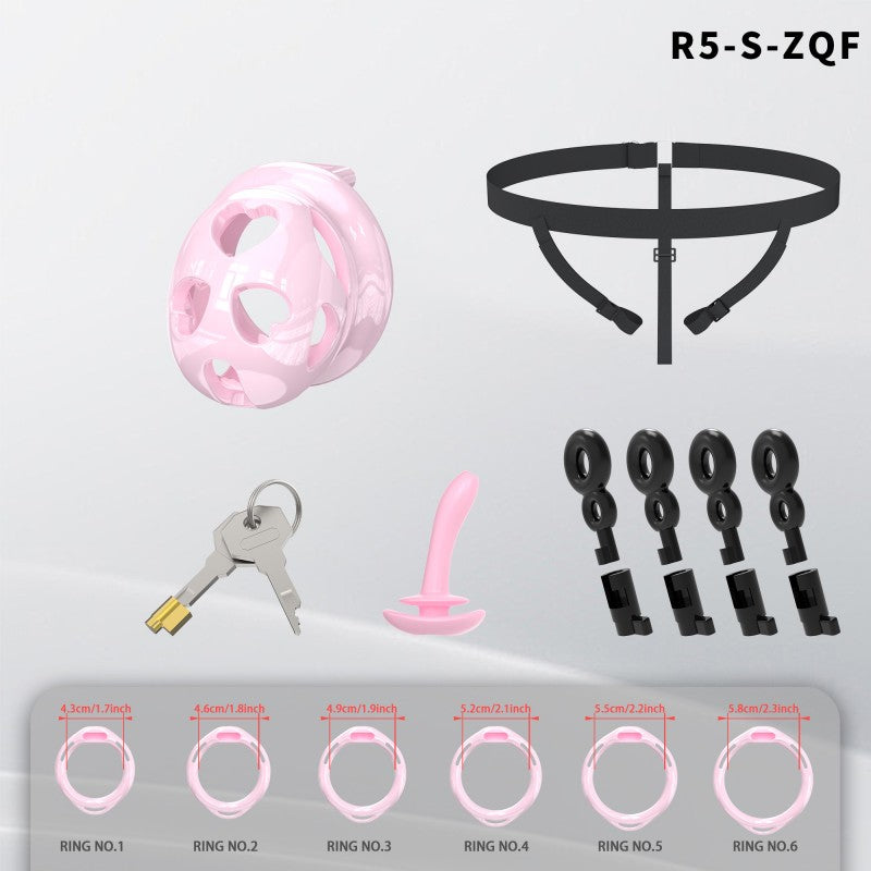Heart-Shaped Hollow Silicone Chastity Cage | Male S/M 6 Rings, Key Lock (R5)