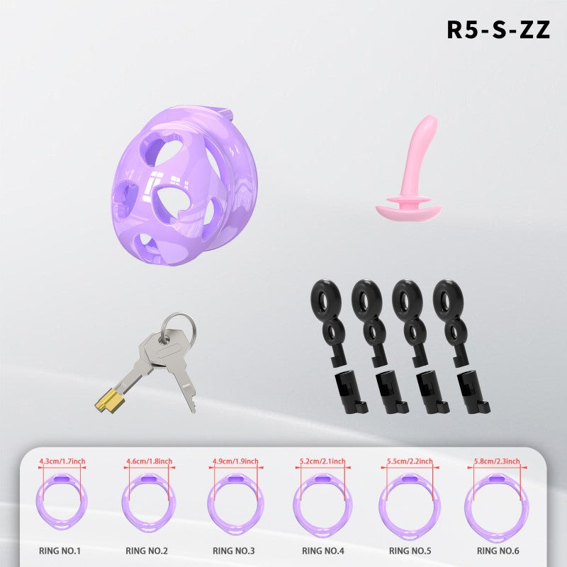 Heart-Shaped Hollow Silicone Chastity Cage | Male S/M 6 Rings, Key Lock (R5)