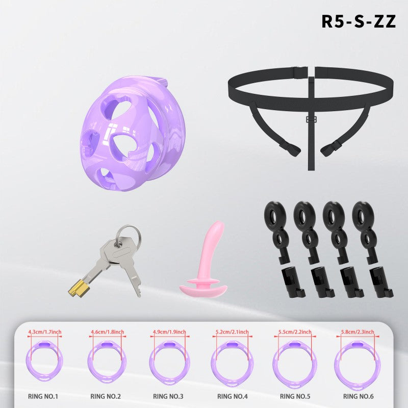 Heart-Shaped Hollow Silicone Chastity Cage | Male S/M 6 Rings, Key Lock (R5)