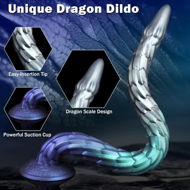 Extra-Long Tentacle Dragon Dildo — Gradient Blue Silicone Deep Anal & Vaginal Expansion Toy | 12 Inch+