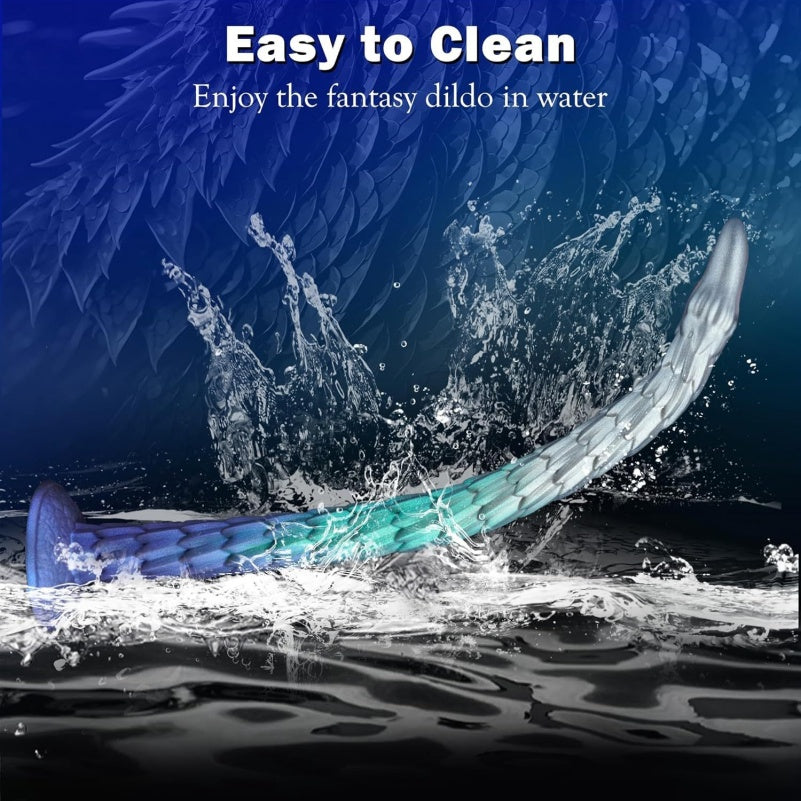 Extra-Long Tentacle Dragon Dildo — Gradient Blue Silicone Deep Anal & Vaginal Expansion Toy | 12 Inch+