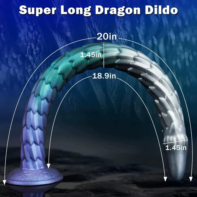 Extra-Long Tentacle Dragon Dildo — Gradient Blue Silicone Deep Anal & Vaginal Expansion Toy | 12 Inch+