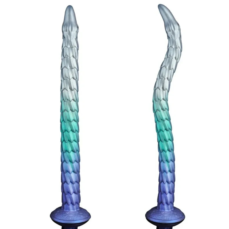 Extra-Long Tentacle Dragon Dildo — Gradient Blue Silicone Deep Anal & Vaginal Expansion Toy | 12 Inch+