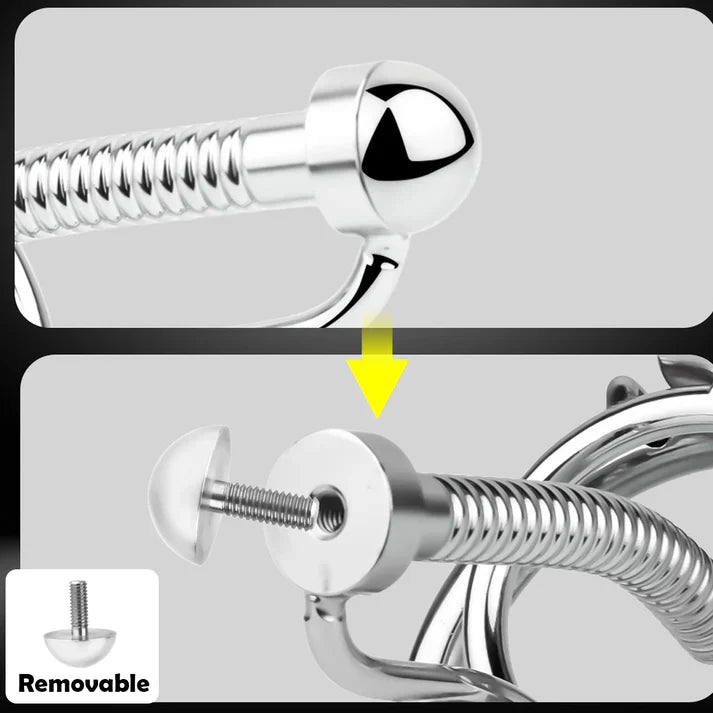Rapier Steel Chastity Cage - Threaded Urethral Tube & Sounding Catheter Device