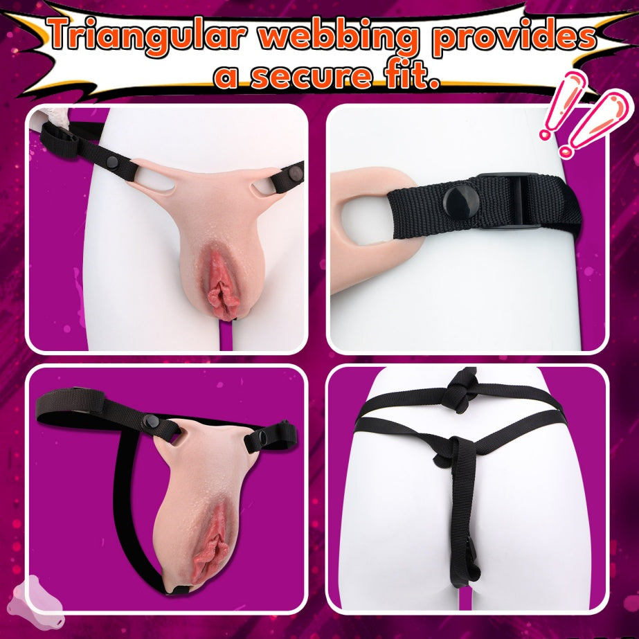 Realistic Silicone Fake Vagina Pussy Pants | Gay Couples Wearable Artificial Vagina Strap-On