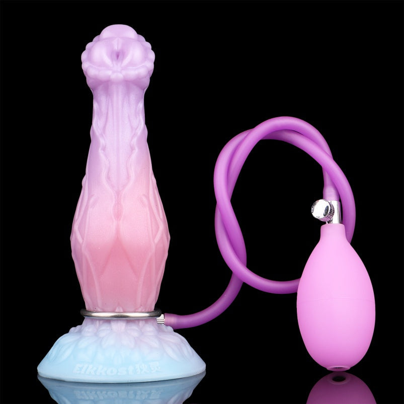 Dragon Inflatable Dildo – Pink Silicone, 1.57” to 2.87” Adjustable Girth, Fantasy | Domlust
