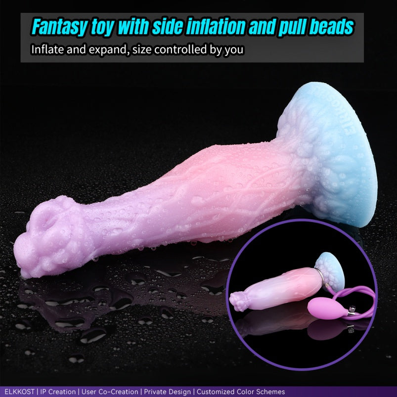 Dragon Inflatable Dildo – Pink Silicone, 1.57” to 2.87” Adjustable Girth, Fantasy | Domlust