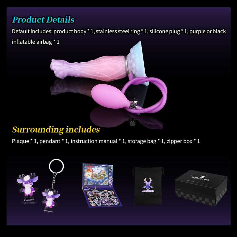 Dragon Inflatable Dildo – Pink Silicone, 1.57” to 2.87” Adjustable Girth, Fantasy | Domlust