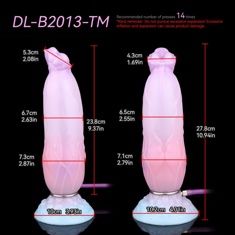 Dragon Inflatable Dildo – Pink Silicone, 1.57” to 2.87” Adjustable Girth, Fantasy | Domlust