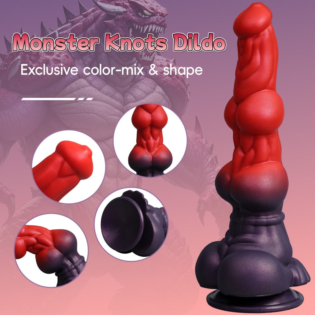 Domlust Knotted Monster Dildo – Silicone Fantasy Dog Knot | Vaginal Expansion & Anal Stretch